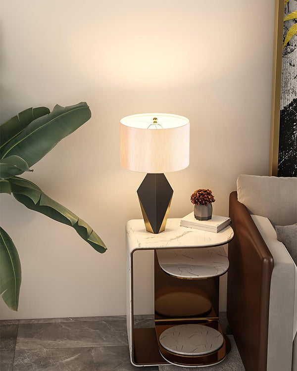 fabric shade table lamp gold black for bedside reading nook