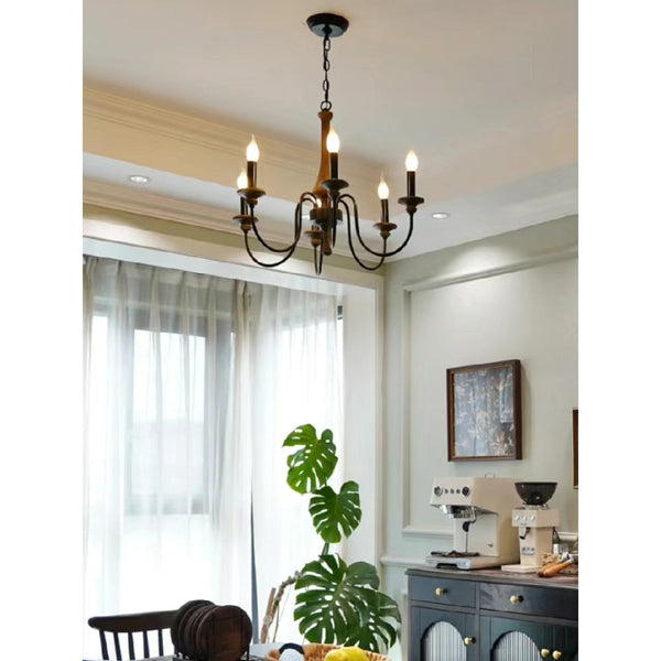 farmhouse black wood iron chandelier