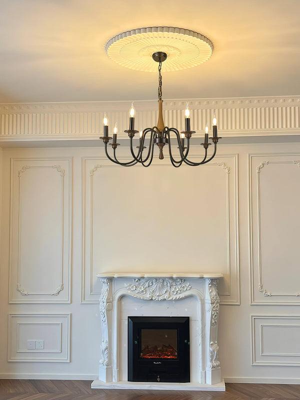 farmhouse black wood iron chandelier