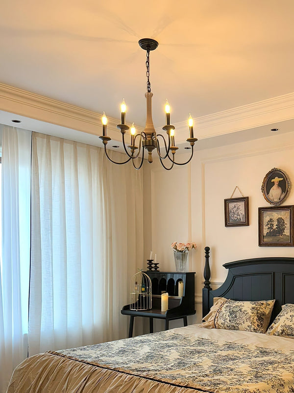 farmhouse black wood iron chandelier