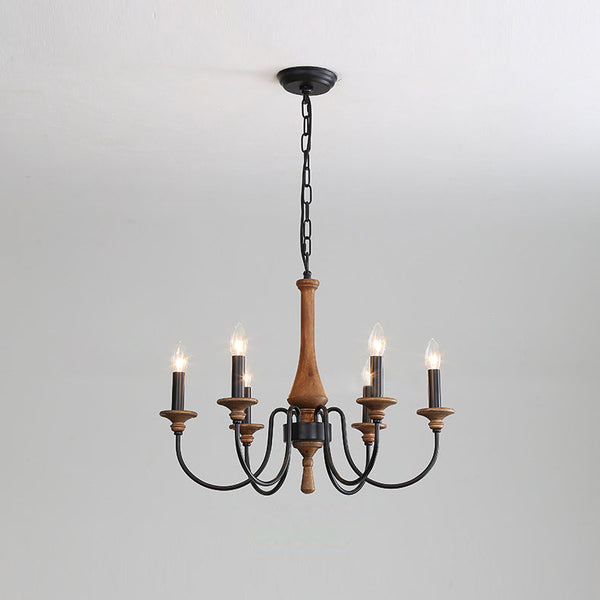 farmhouse black wood iron chandelier