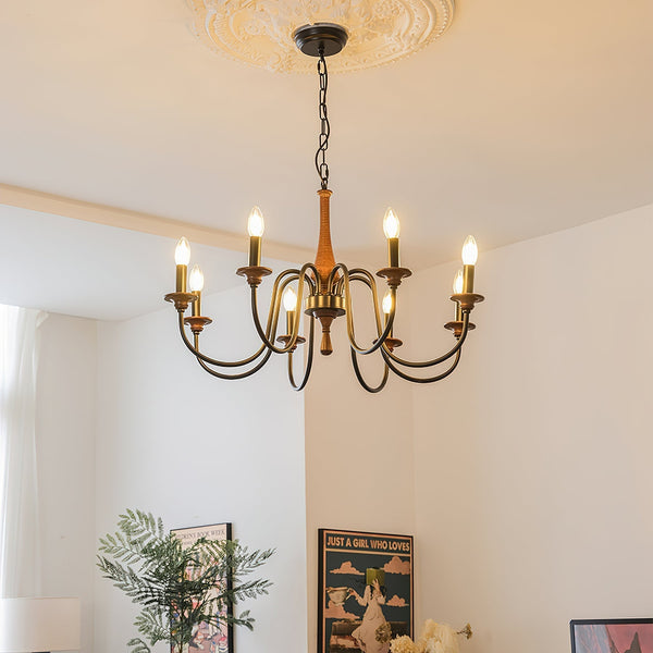 farmhouse black wood iron chandelier