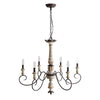 farmhouse distressed white wood 6 light chandelier