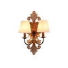farmhouse distressed white wood fabric wall sconce