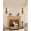 farmhouse distressed white wood fabric wall sconce