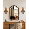 farmhouse distressed white wood fabric wall sconce