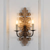 farmhouse distressed white wood fabric wall sconce