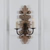farmhouse distressed white wood fabric wall sconce