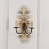 farmhouse distressed white wood fabric wall sconce