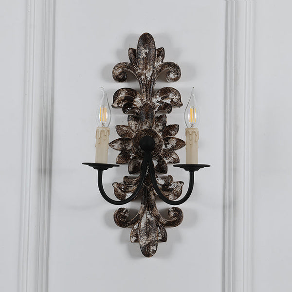 farmhouse distressed white wood fabric wall sconce