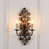 farmhouse distressed white wood fabric wall sconce