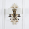 farmhouse distressed white wood fabric wall sconce