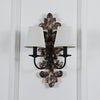 farmhouse distressed white wood fabric wall sconce