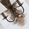 farmhouse distressed white wood fabric wall sconce