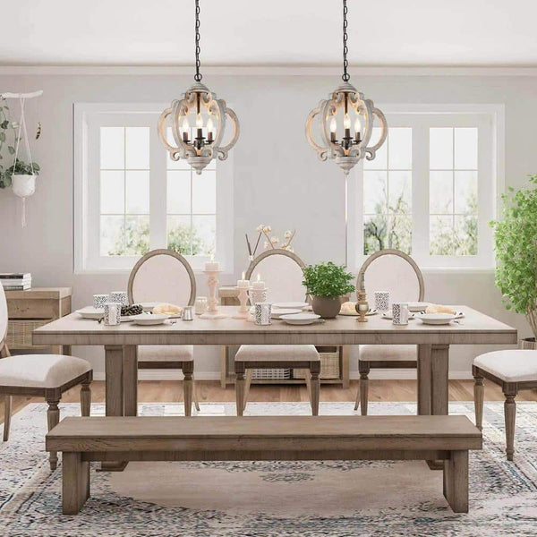 farmhouse weathered white wood 3 light pendant lamp