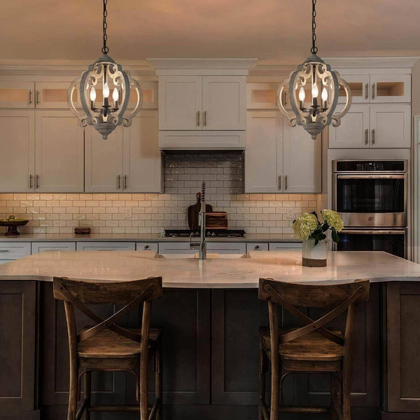 farmhouse weathered white wood 3 light pendant lamp