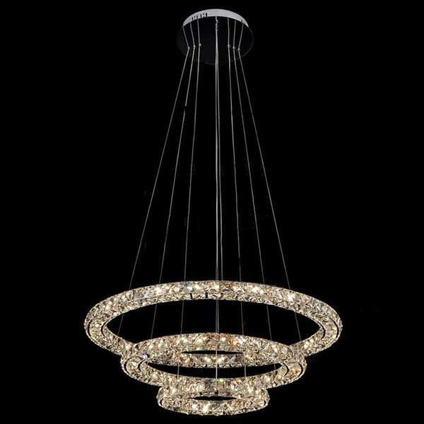 Luxury Crystal Led Chandelier 3 Tier Geometric Or Stacked Led Pendant Light