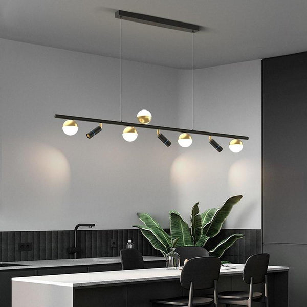 6 8 Light Black Island Horizontal Suspension Linear Pendant Light