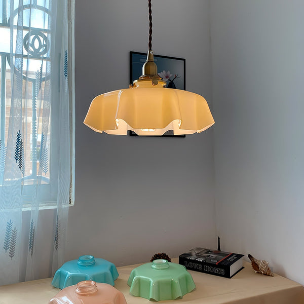 french ceramic flower pendant light brass for dining room bedroom