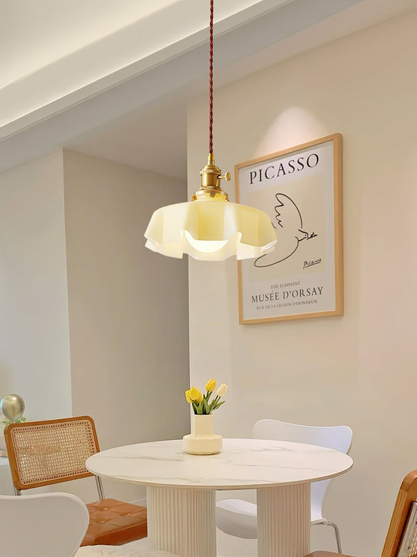 french ceramic flower pendant light brass for dining room bedroom