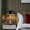 geometric metal table lamp gold black white for desk bedside