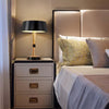 geometric metal table lamp gold black white for desk bedside