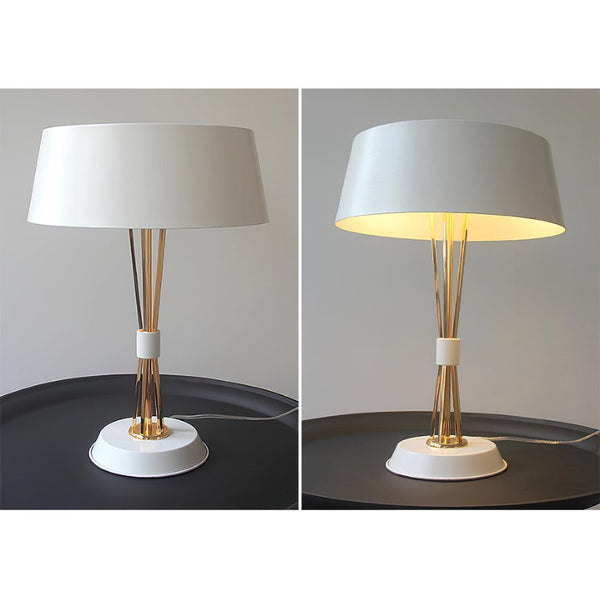 geometric metal table lamp gold black white for desk bedside