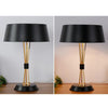 geometric metal table lamp gold black white for desk bedside