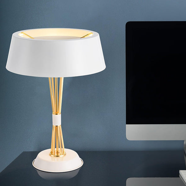 geometric metal table lamp gold black white for desk bedside