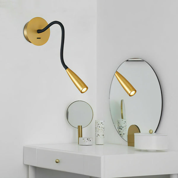 gold flexible hose led wall sconce set of 2