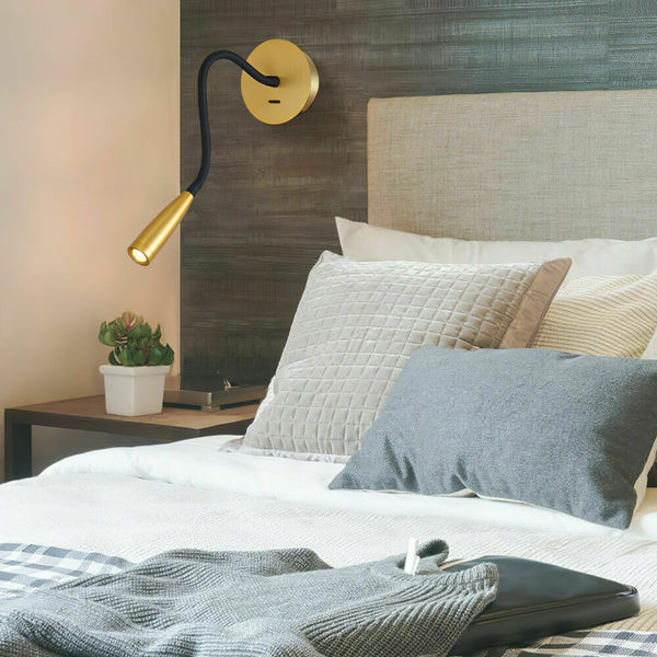 gold flexible hose led wall sconce set of 2