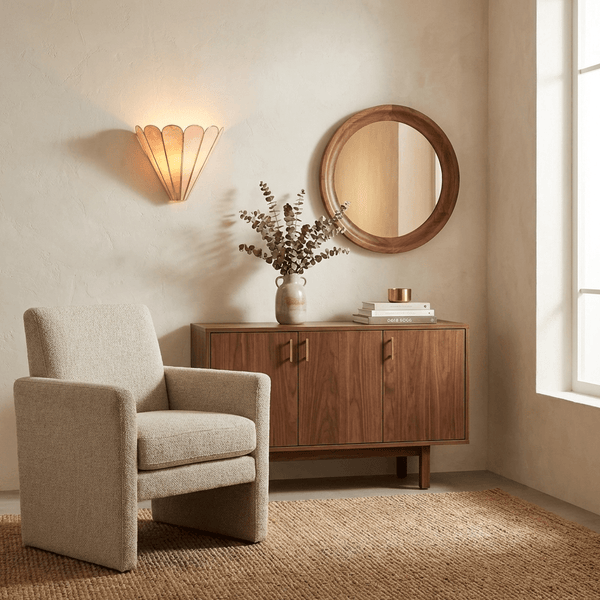 gold mica petal wall sconce