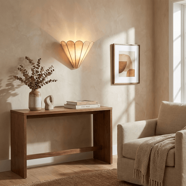 gold mica petal wall sconce