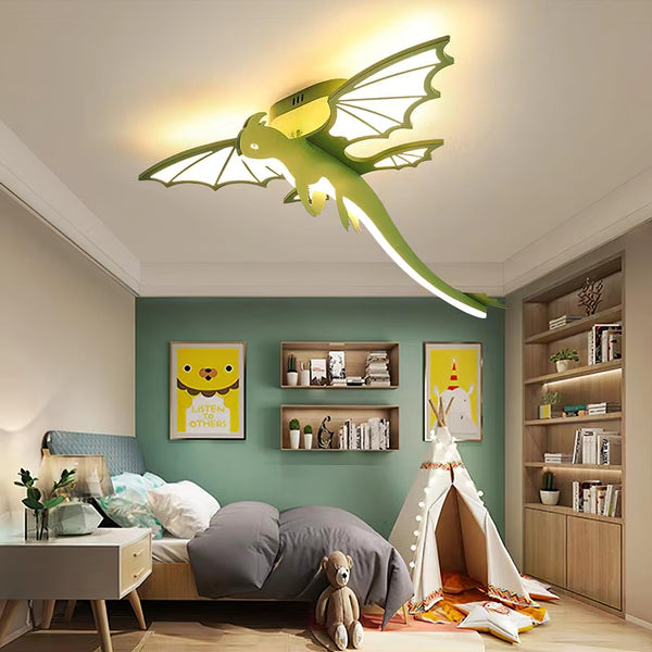 green dinosaur acrylic led ceiling light for kids bedroom