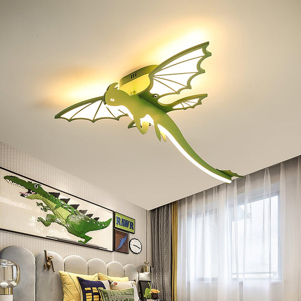green dinosaur acrylic led ceiling light for kids bedroom