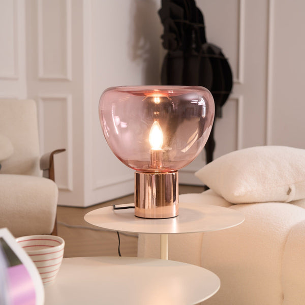 hand blown glass bubble table lamp mirrored base