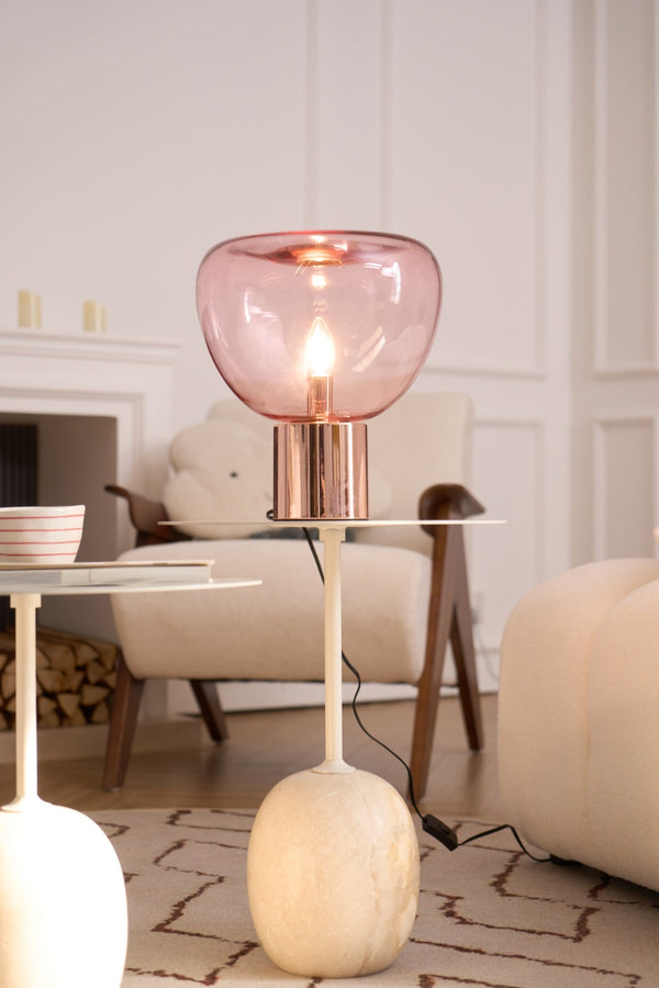 hand blown glass bubble table lamp mirrored base