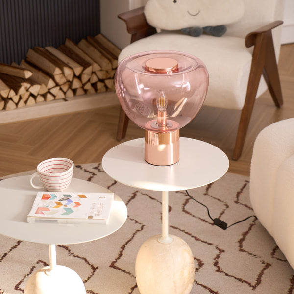hand blown glass bubble table lamp mirrored base