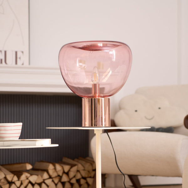 hand blown glass bubble table lamp mirrored base