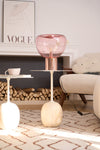 hand blown glass bubble table lamp mirrored base