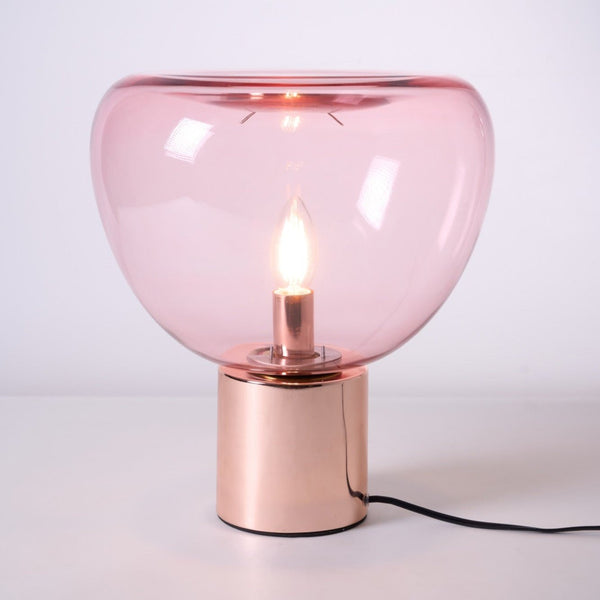 hand blown glass bubble table lamp mirrored base