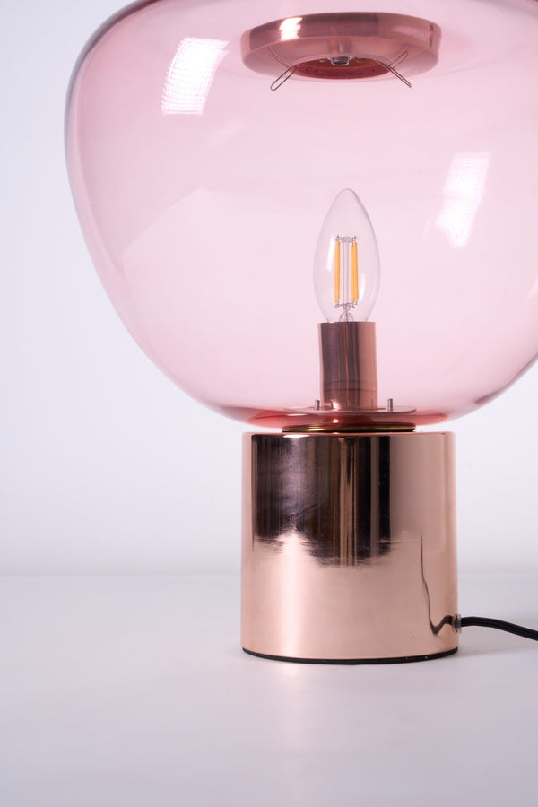 hand blown glass bubble table lamp mirrored base