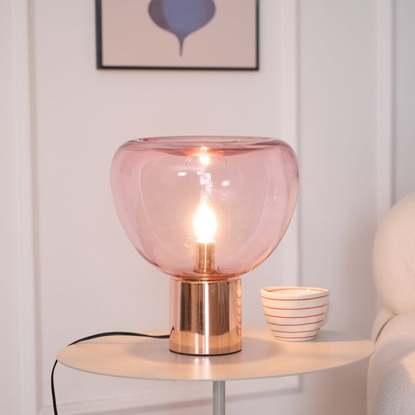 hand blown glass bubble table lamp mirrored base