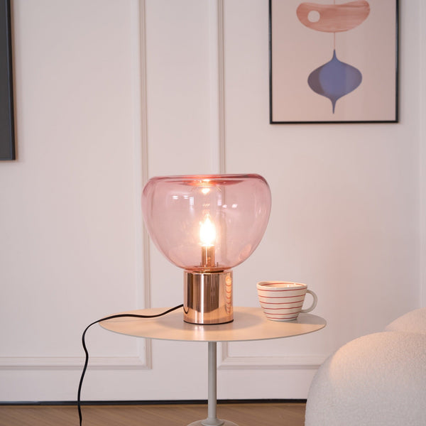 hand blown glass bubble table lamp mirrored base