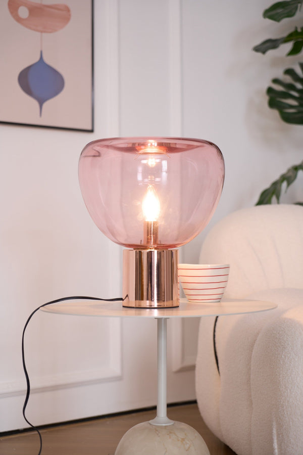 hand blown glass bubble table lamp mirrored base