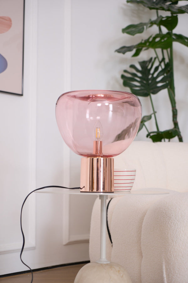 hand blown glass bubble table lamp mirrored base