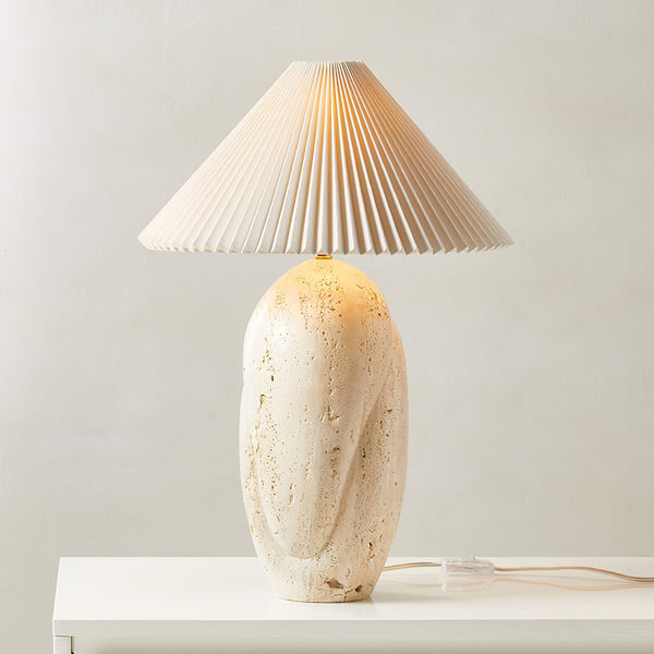honey travertine sculptural table lamp