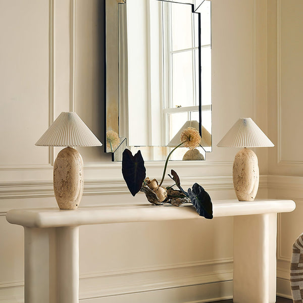honey travertine sculptural table lamp