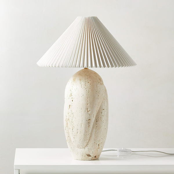honey travertine sculptural table lamp