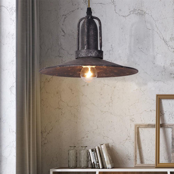 industrial antique gray iron dome pendant light